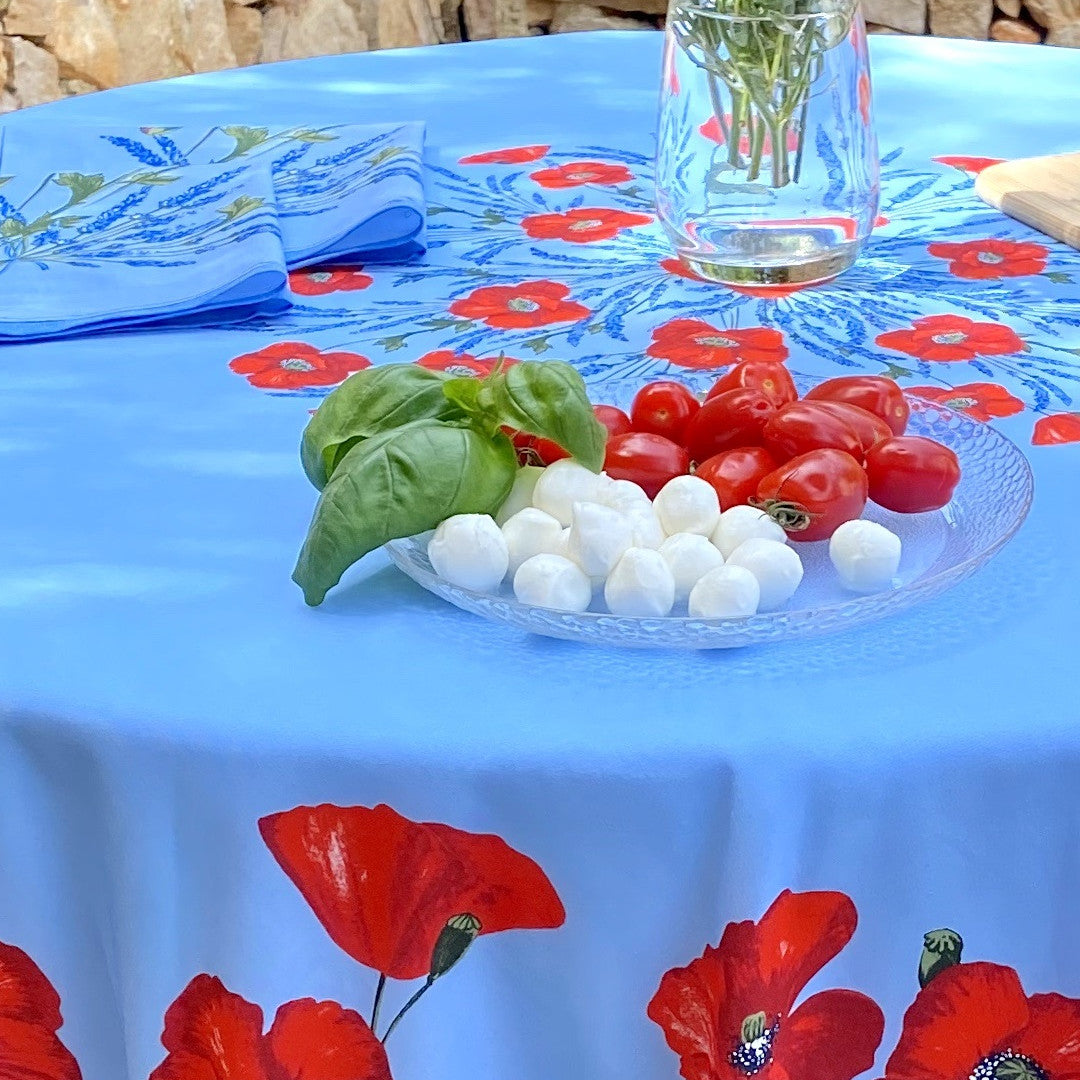 Coquelicot Blå - Rund provence-duk Ø 180 cm