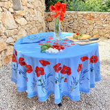 Coquelicot Lavande Blå – Rund akrylbelagt provenceduk Ø 180 cm