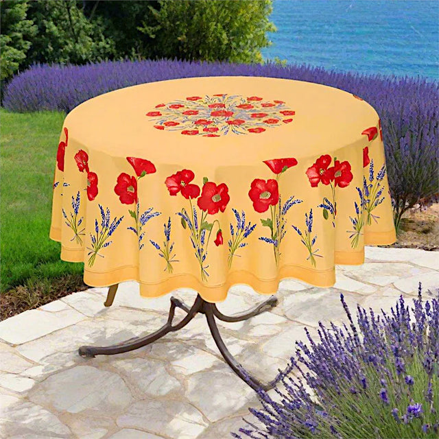 Coquelicot Lavande Gul – Rund provenceduk Ø 180 cm