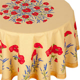Coquelicot Lavande Gul – Rund provenceduk Ø 180 cm, nærbilde