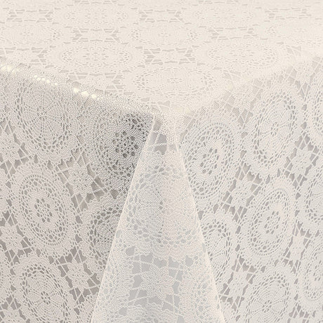 Creme Chantilly – Kremfarget blondeduk med romantisk rosettmønster