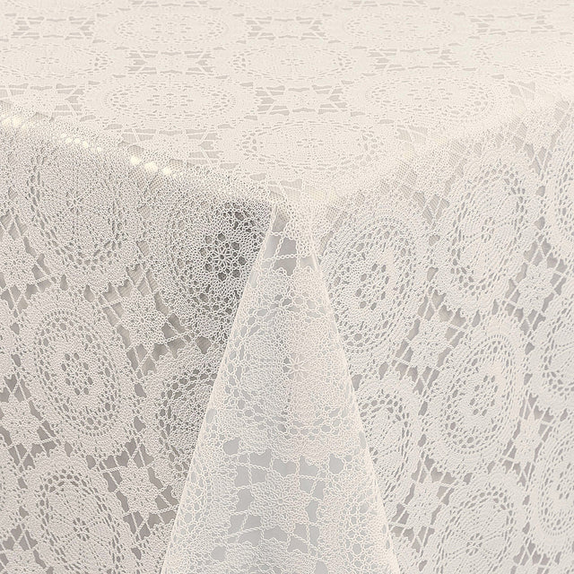 Creme Chantilly – Kremfarget blondeduk med romantisk rosettmønster