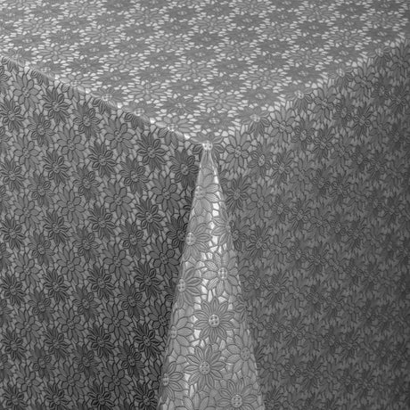 Daisy Lace Antrasitt – Blondevoksduk med tett blomstermønster