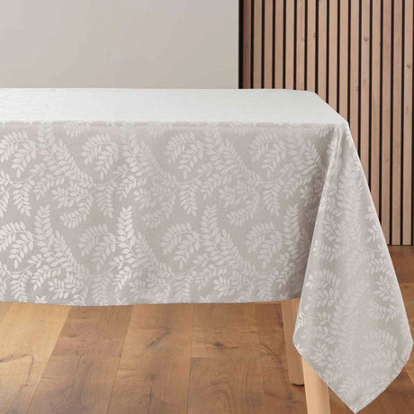 Doriane Taupe – Damaskduk med vevd bladmønster – 140 x 240 cm, bord