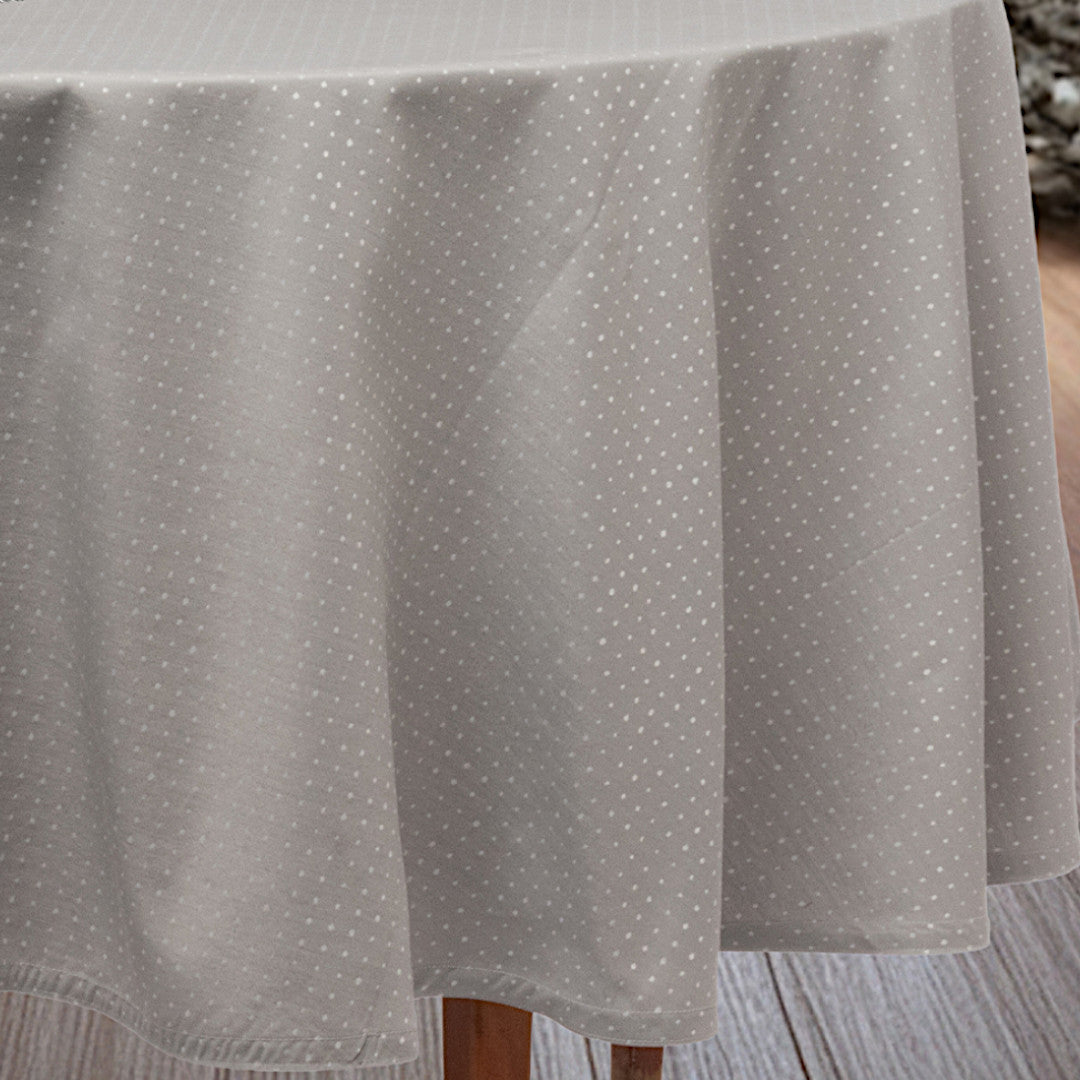 Dotea Grå Blå - Rund damaskduk med prikker Ø 200 cm mønster