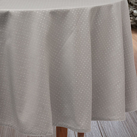 Dotea Grå Blå - Rund damaskduk med prikker Ø 200 cm mønster