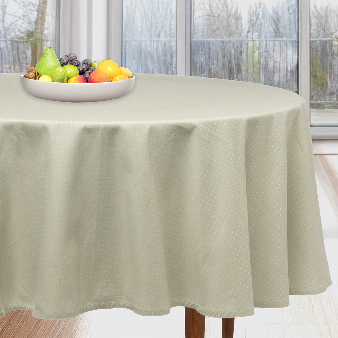 Dotea Sage - Rund damaskduk med prikker Ø 200 cm miljø