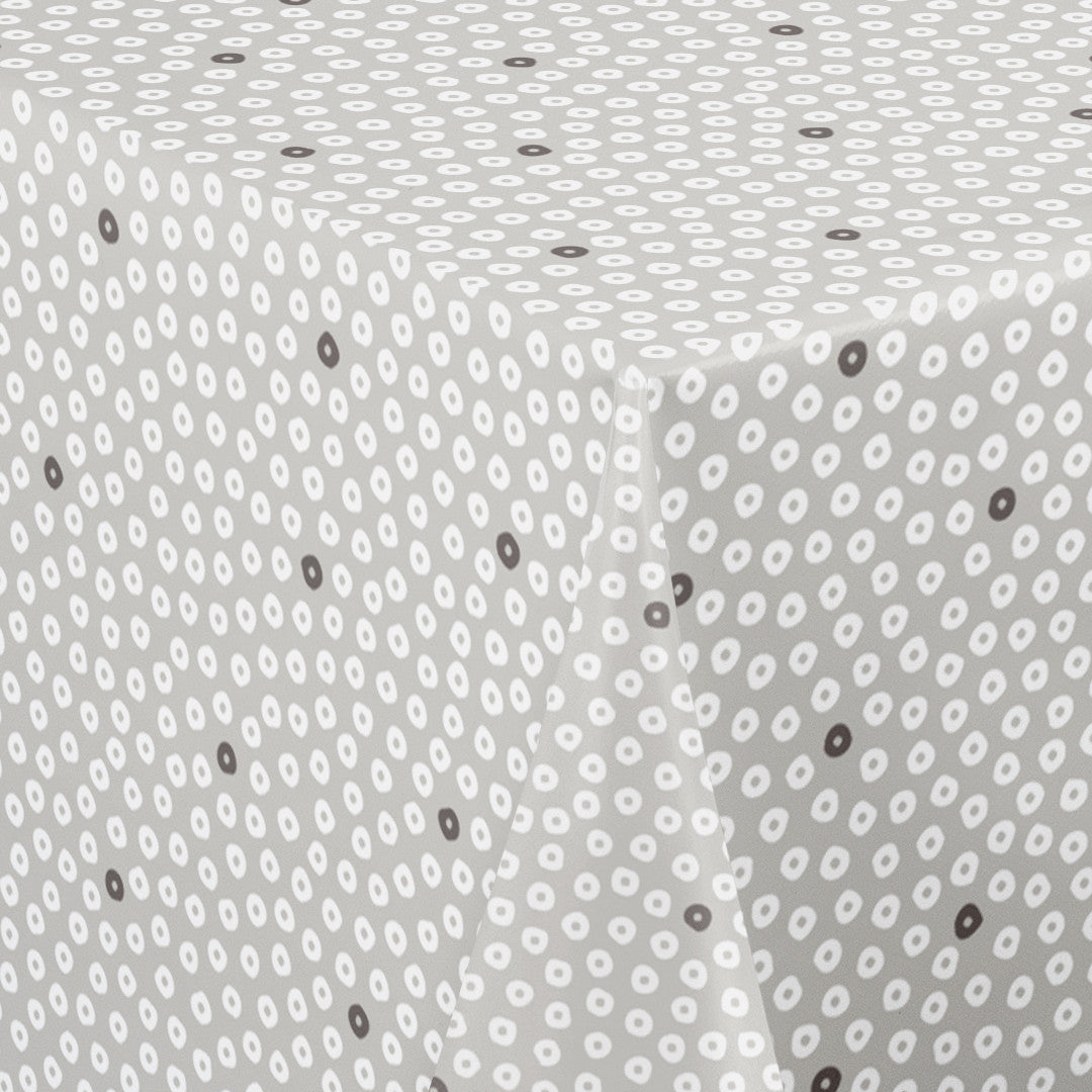 Dotti Earl Grey – Voksduk med grafisk prikkmønster, 160 cm bred, hjørne