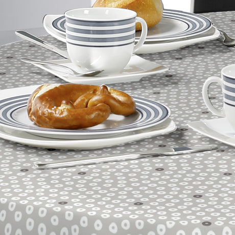 Dotti Earl Grey – Voksduk med grafisk prikkmønster, 160 cm bred, nærbilde