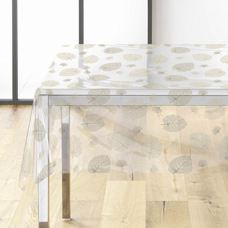 Elitis Skyggeblad – Gjennomsiktig voksduk med fine, lyse blader i naturlig strektegning, hjørne