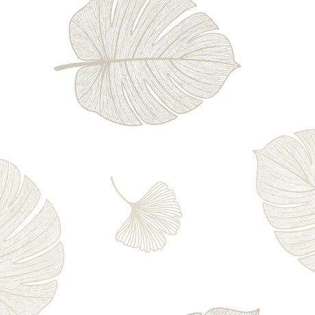 Elitis Skyggeblad – Gjennomsiktig voksduk med fine, lyse blader i naturlig strektegning, mønster