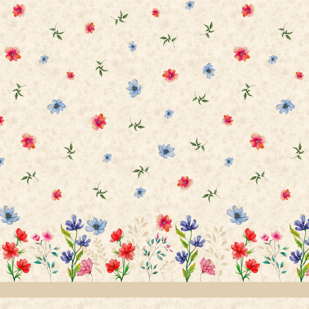 Engblomst Beige – Voksduk med blomsterbord, mønster