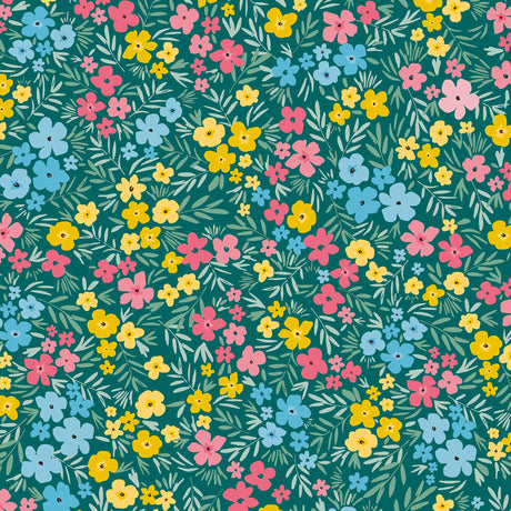 Engblomst Grønn – Lett pregede voksduk med tett blomsterflor