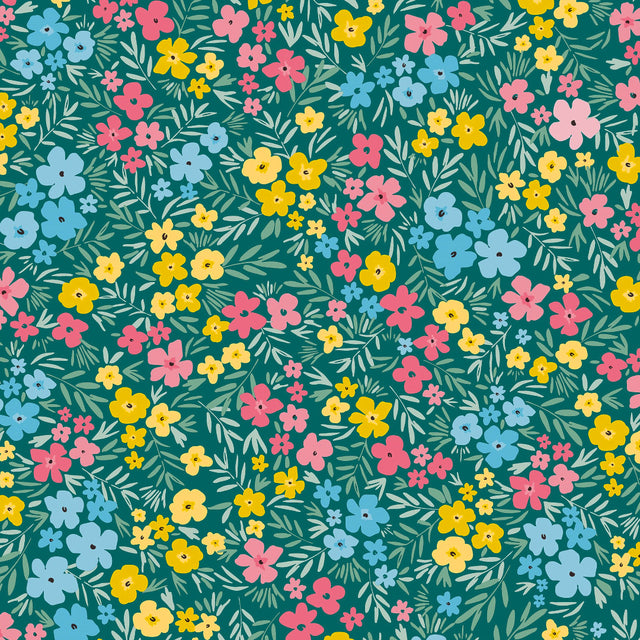 Engblomst Grønn – Lett pregede voksduk med tett blomsterflor