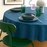 Engholm Tilde Rund Damaskduk, blå Ø 200 cm