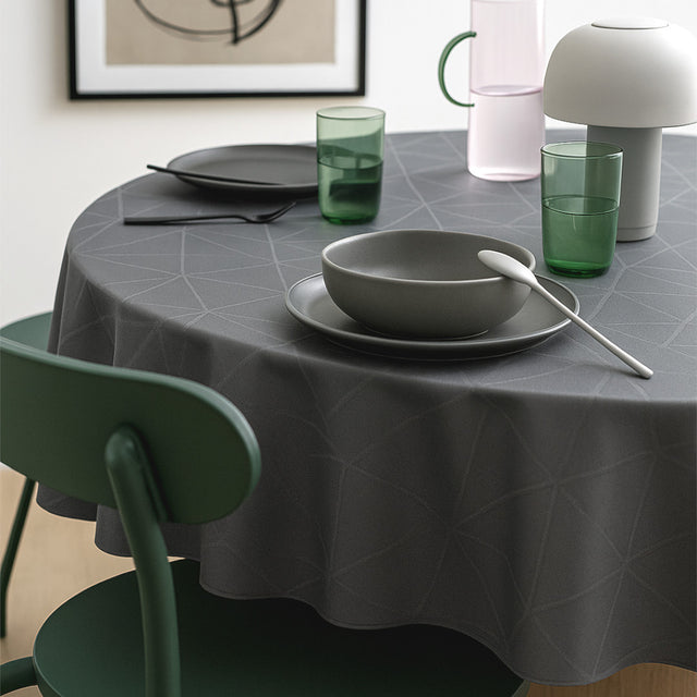 Engholm Tilde Rund Damaskduk, grå Ø 180 cm