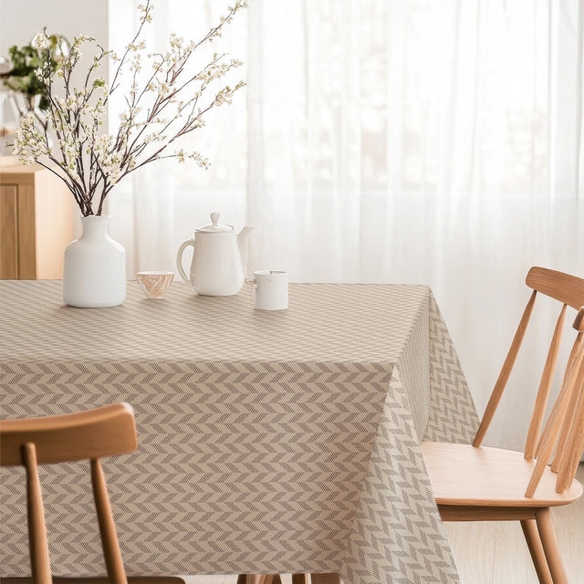 Espiga Rosa Beige – Akrylduk med elegant fiskebensmønster, miljø