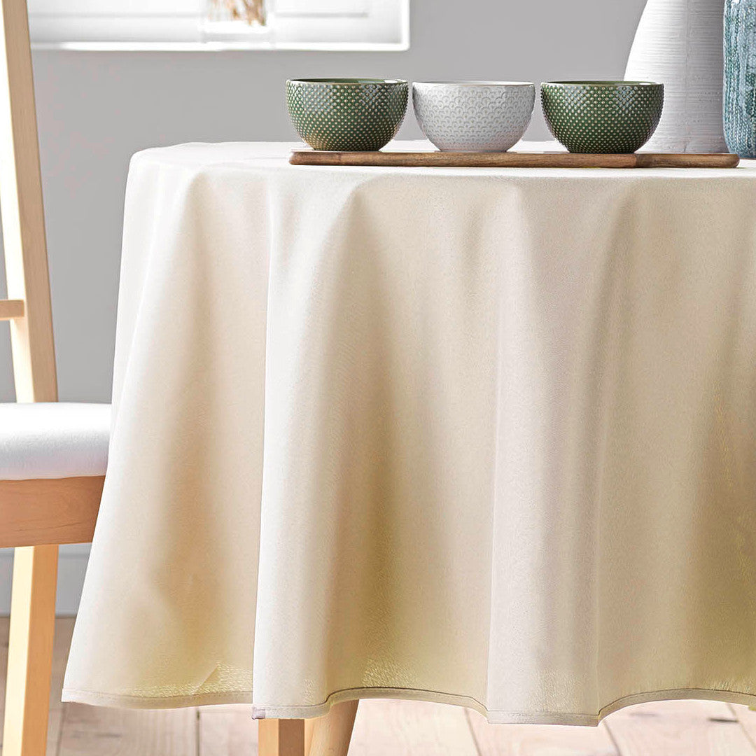 Essentiel Naturel – Ensfarget rund duk Ø 180 cm, nærbilde