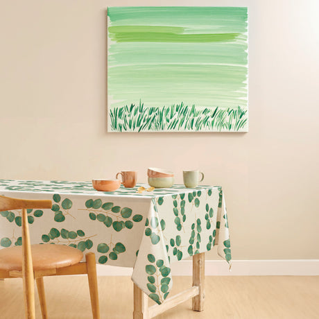 Eucalypta Linen – Voksduk med gyldne blader miljø