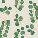 Eucalypta Linen – Voksduk med gyldne blader mønster
