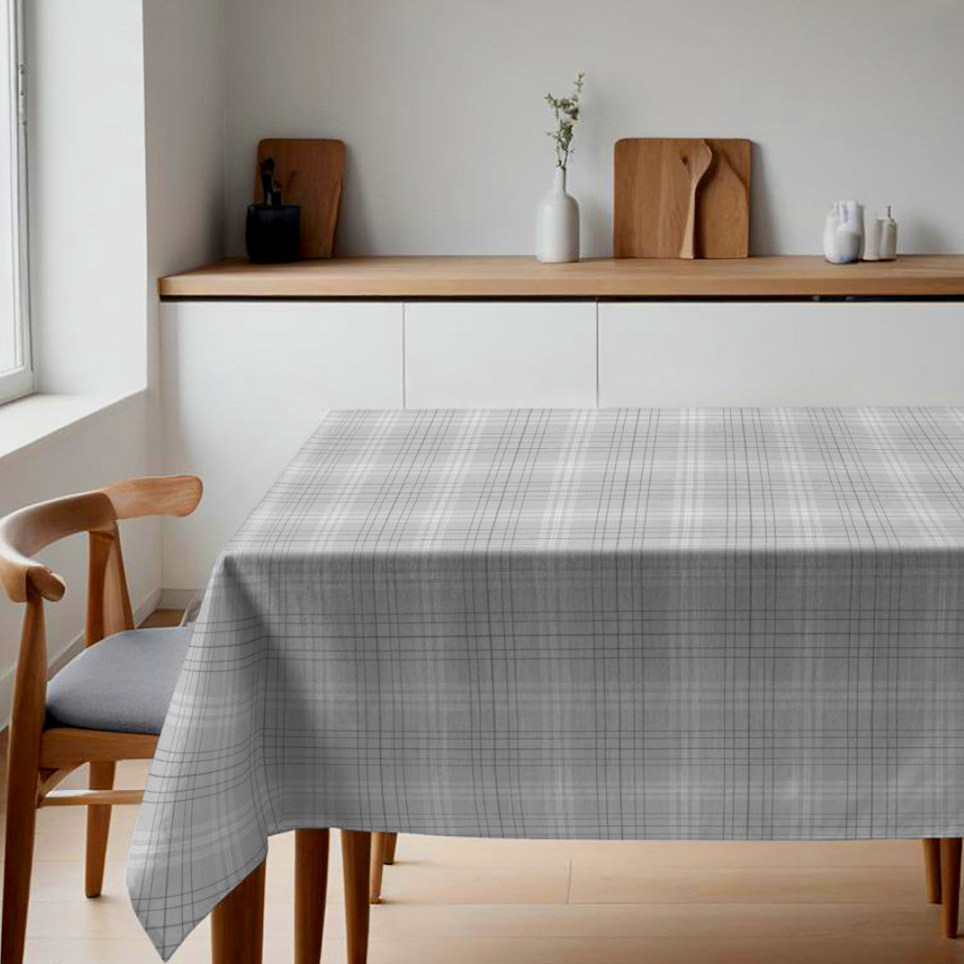 Fade Grå – Voksduk med ruter i flott linlook, miljø