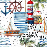 Faro Kystmotiv – Akrylduk med trykt maritimt mønster, nærbilde