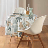 Fidji Ø 180 cm rund duk med botanisk mønster i dempede toner miljø