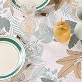 Fidji Ø 180 cm rund duk med botanisk mønster i dempede toner nærbilde