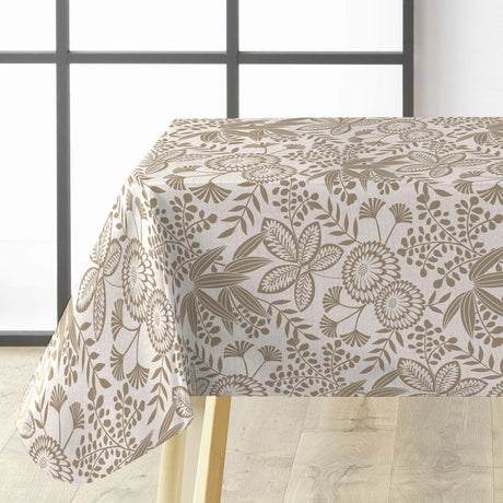 Fleuria Beige – Voksduk med botanisk mønster i varm beige