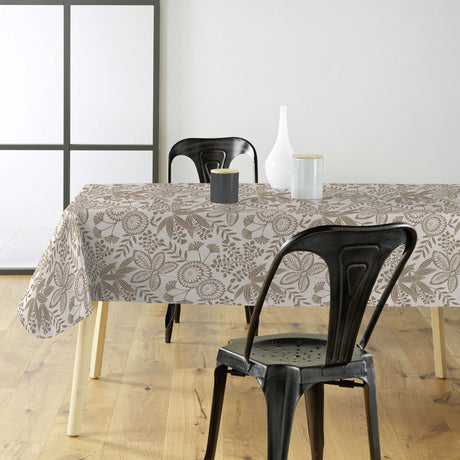 Fleuria Beige – Voksduk med botanisk mønster i varm beige, miljø