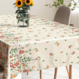 Flora Sand – Preget voksduk med blomsterbord, miljø 1