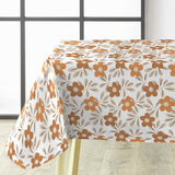 Flory Ochre – Voksduk med blomster i varme okratoner, hjørne