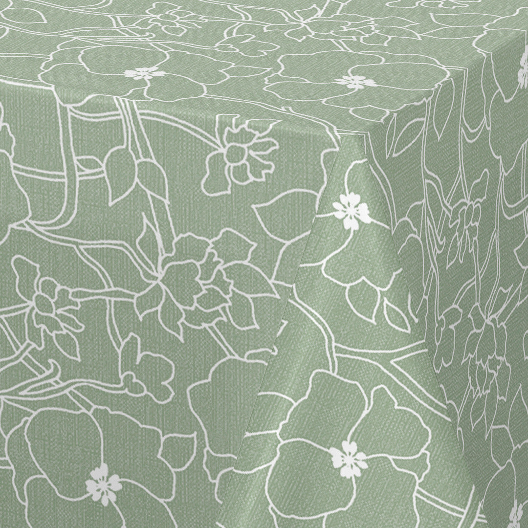 Flower Jam Sage – Captain Cook voksduk med diskret blomsterprint, hjørne