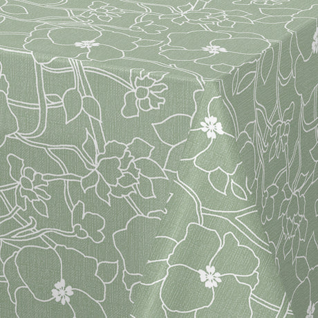 Flower Jam Sage – Captain Cook voksduk med diskret blomsterprint, hjørne