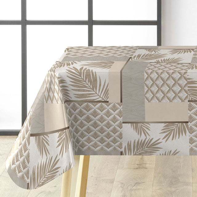 Ginger Luxury Naturel – Voksduk med botanisk patchworkmønster, hjørne