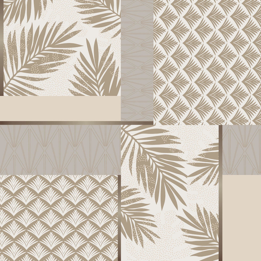 Ginger Luxury Naturel – Voksduk med botanisk patchworkmønster