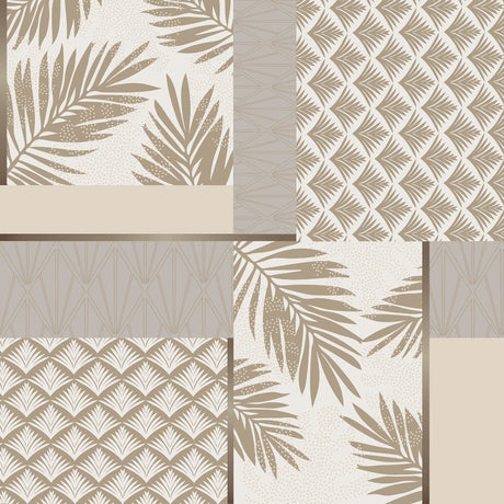 Ginger Luxury Naturel – Voksduk med botanisk patchworkmønster