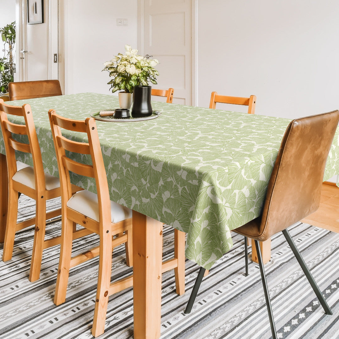 Ginkgo Leafy – Ekstra kraftig voksduk med livlig bladdekor i støvet grønn, miljø