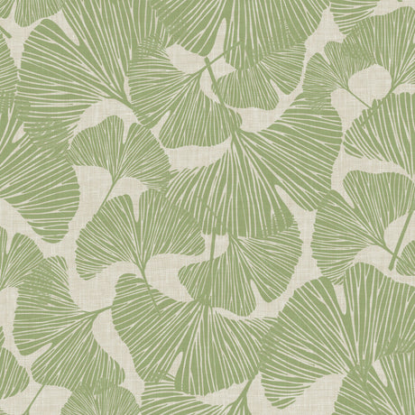 Ginkgo Leafy – Ekstra kraftig voksduk med livlig bladdekor i støvet grønn, mønster