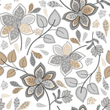 Gloriette – Voksduk med blomster i varme grå og sandfarger, mønster