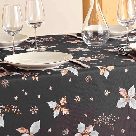 Guido Antrasitt - juleduk med kristtorn, 150 x 240 cm nærbilde