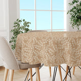 Hessian Leaf Beige – Rund lett preget voksduk med bladmotiv, miljø