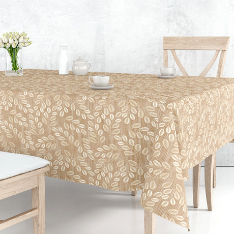Hessian Leaf Beige – Lett preget voksduk med bladmotiv