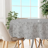 Hessian Leaf Grå – Rund lett preget voksduk med bladmotiv, miljø