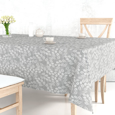 Hessian Leaf Grå – Lett preget voksduk med bladmotiv