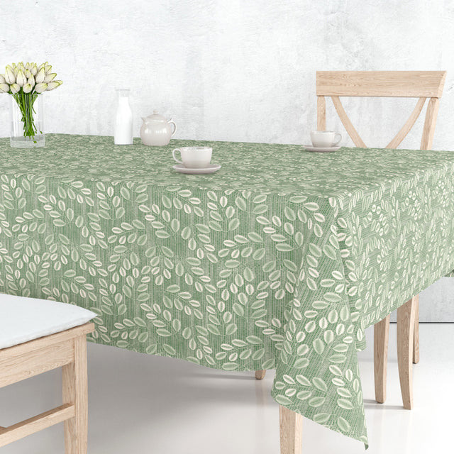 Hessian Leaf Grønn – Lett preget voksduk med bladmotiv