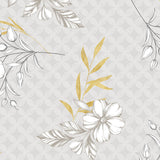 Hortense – Voksduk med blomstrete mønster i gyldne og nøytrale toner, mønster