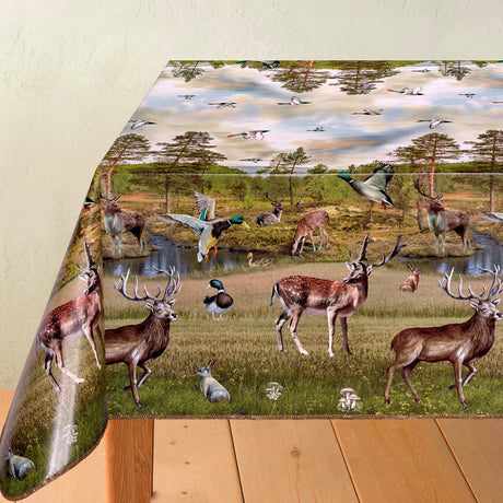 Jaktmotiv – Voksduk med hjorter, ender og skogens dyr
