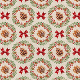 Julekrans – Juleakrylduk med kongler, røde bånd og linlook, motiver