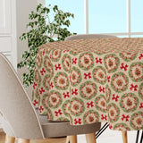 Julekrans – Rund juleakrylduk med kongler, røde bånd og linlook